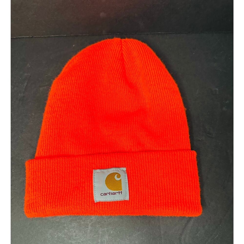 Carhartt Adult Beanie Knit Hat One Size Toboggan Blaze Orange Hunting Winter